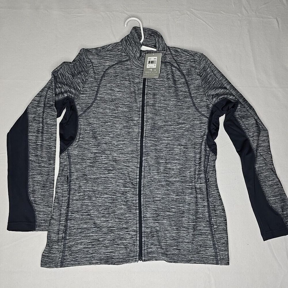 Page & Tuttle Women's Dark‎ Heathered Blue Full-Zip Activewear Jacket Size Large
